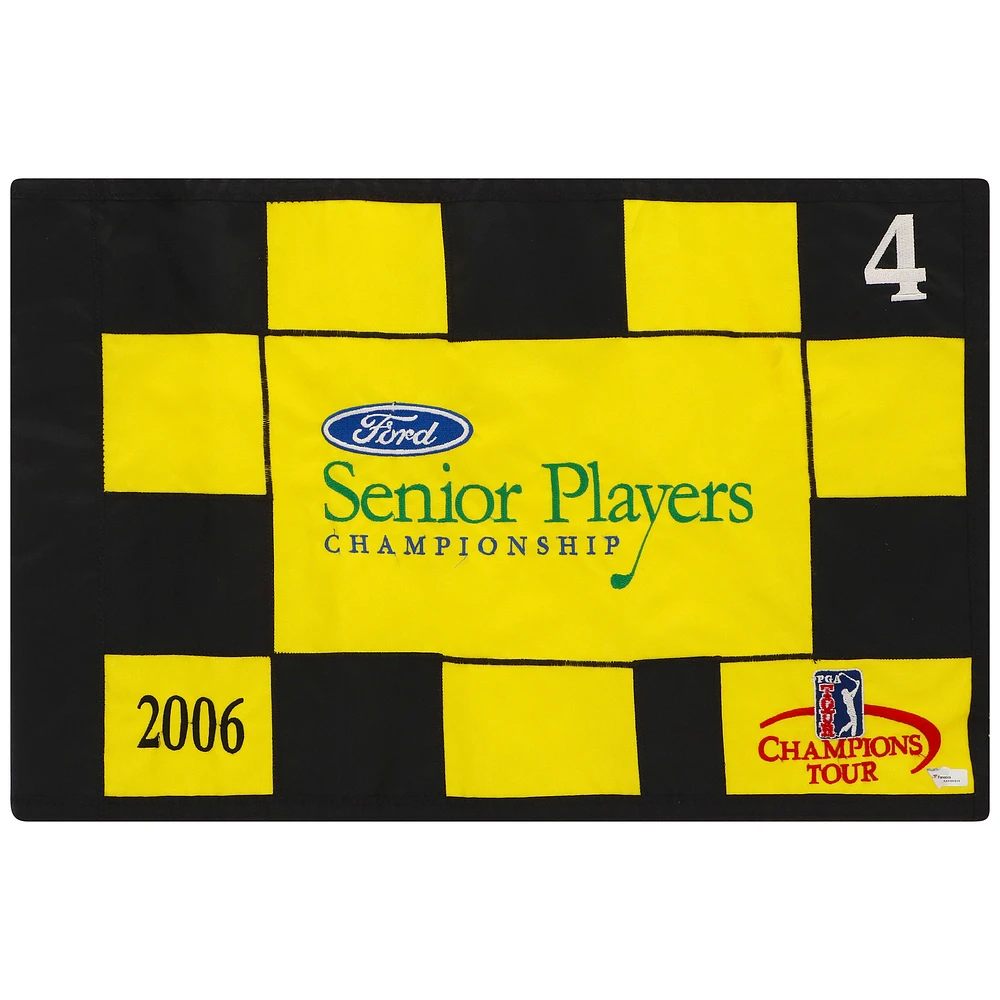 PGA TOUR Event-Used #4 Yellow/Black Pin Flag from the SENIOR PLAYERS Championship on July