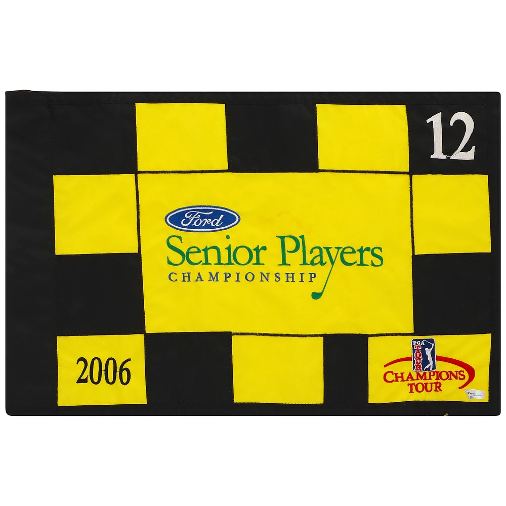 PGA TOUR Event-Used #12 Yellow/Black Pin Flag from the SENIOR PLAYERS Championship on July