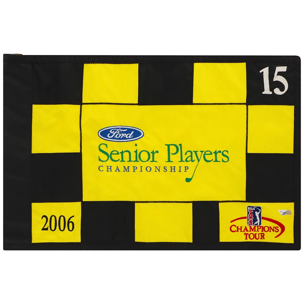 PGA TOUR Event-Used #15 Yellow/Black Pin Flag from the SENIOR PLAYERS Championship on July 13-16 2006