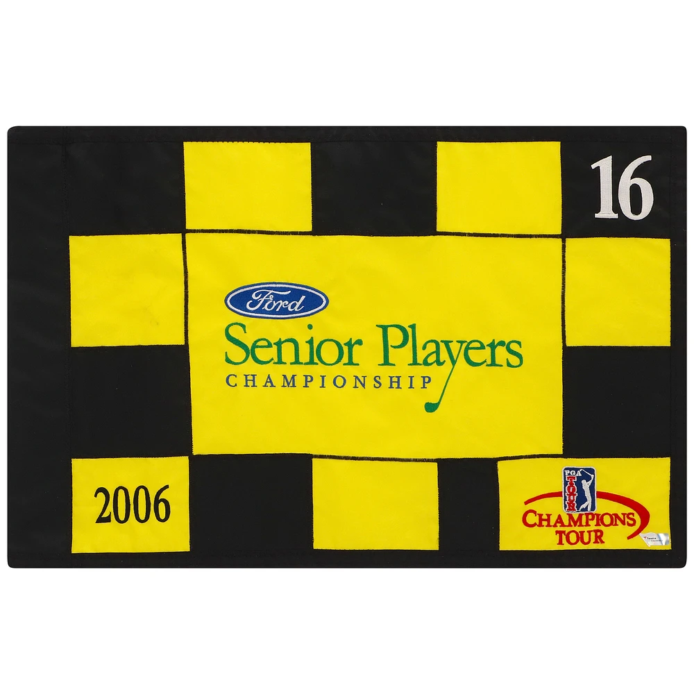 PGA TOUR Event-Used # Yellow/Black Pin Flag from the SENIOR PLAYERS Championship on July