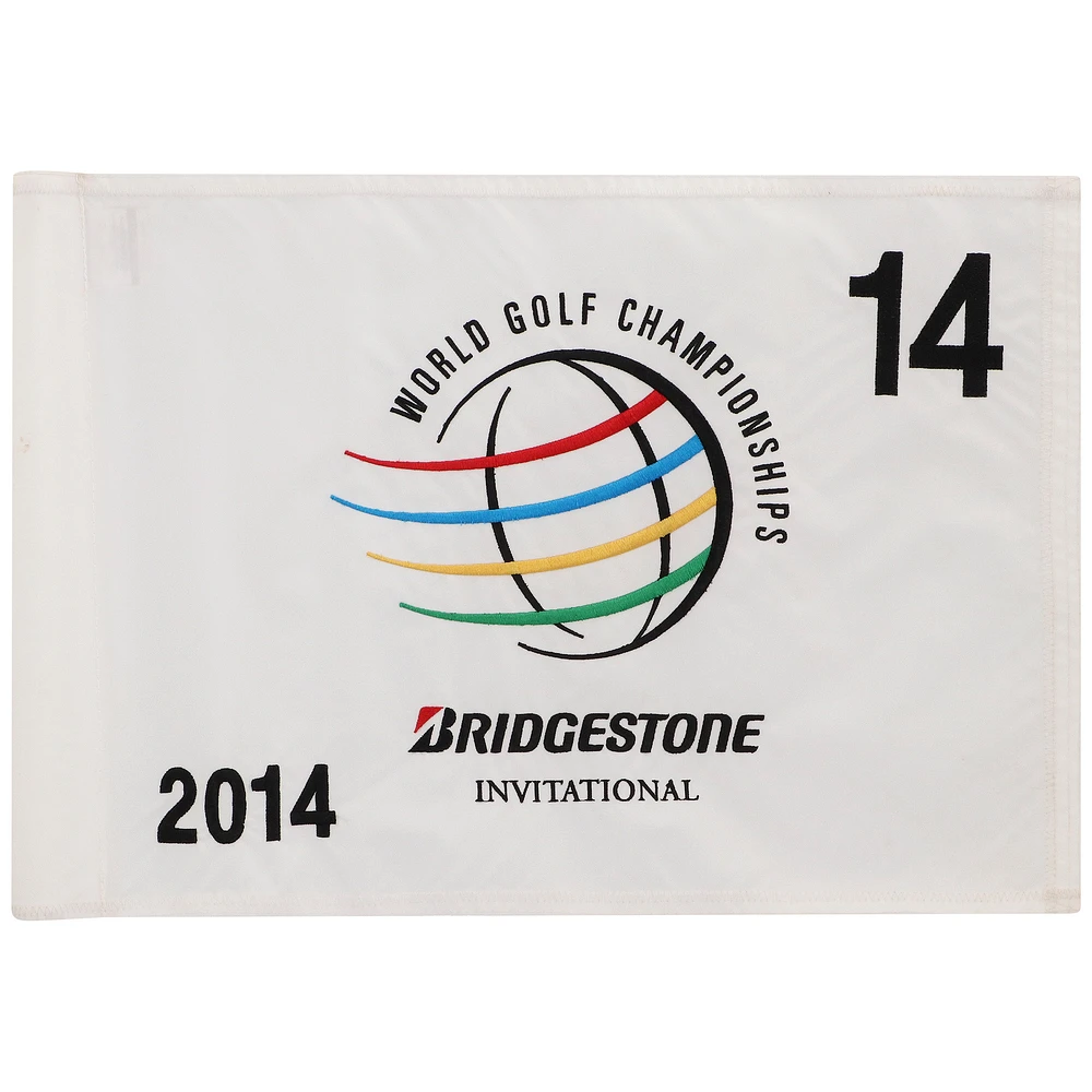 PGA TOUR Event-Used #14 White Pin Flag from The Bridgestone Invitational on July 31st to August 3rd 2014