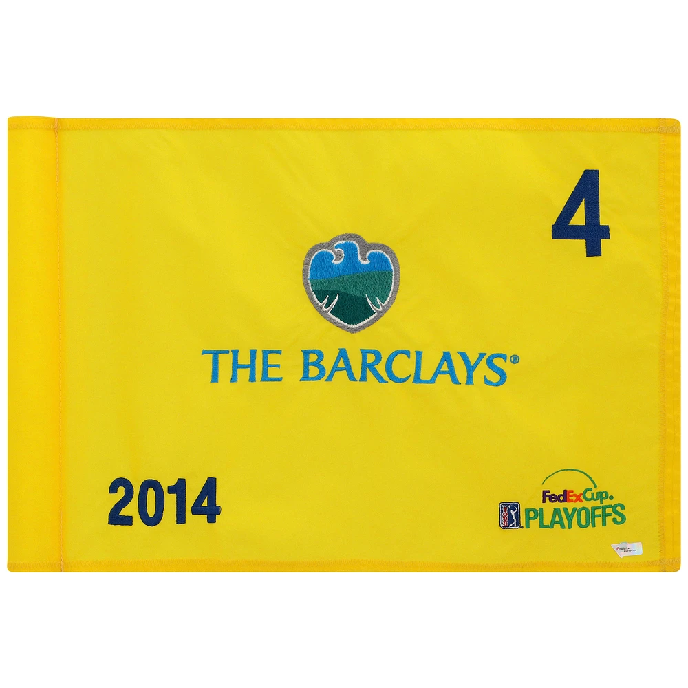 PGA TOUR Event-Used #4 Yellow Pin Flag from The Barclays Playoffs on August 21st to 24th 2014
