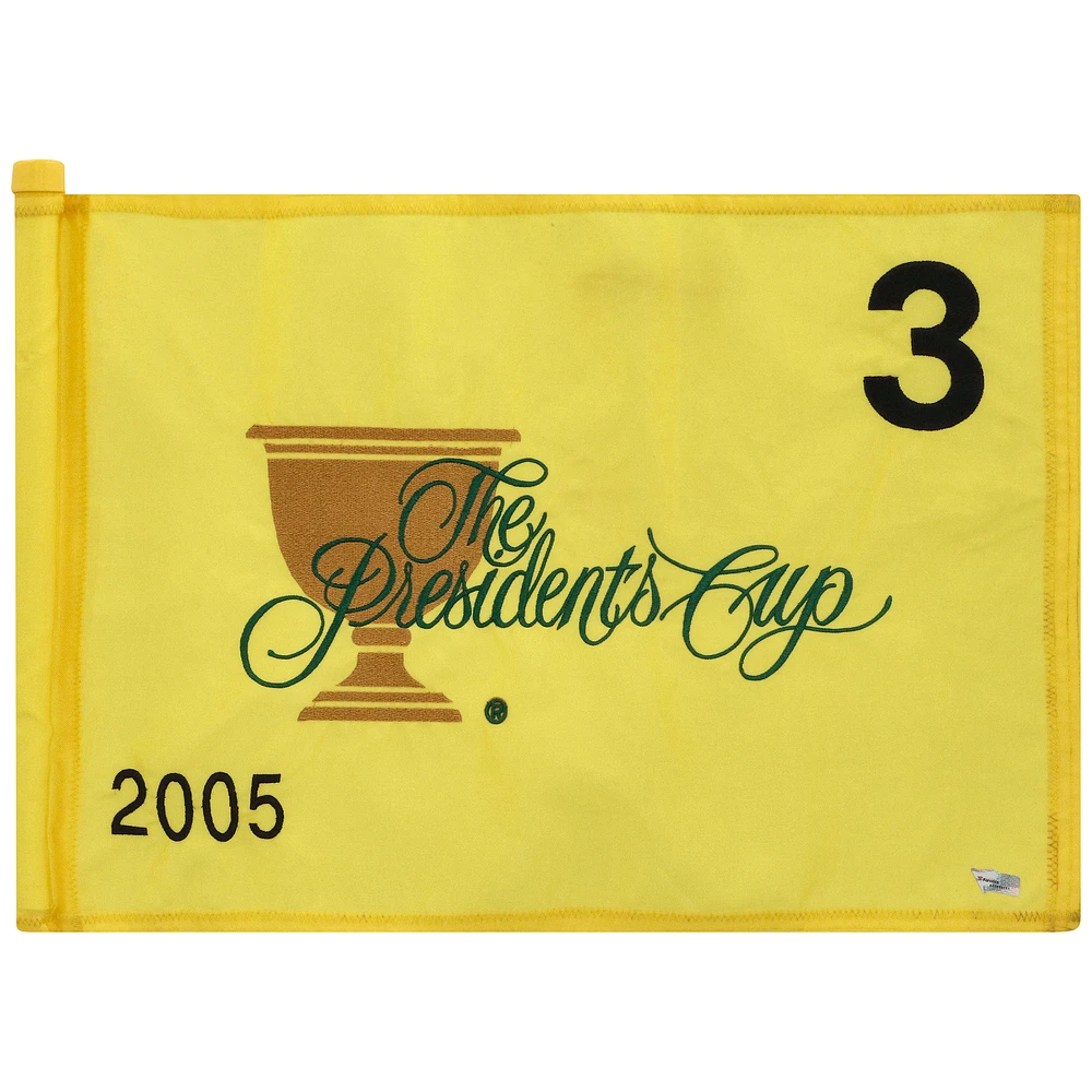 PGA TOUR Event-Used #3 Yellow Pin Flag from The Presidents Cup on September 22nd to 25th 2005