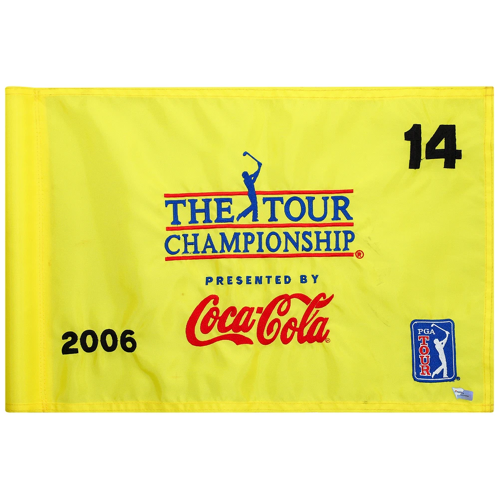 Event-Used #14 Yellow Pin Flag from The Tour Championship on November 2nd to 5th 2006