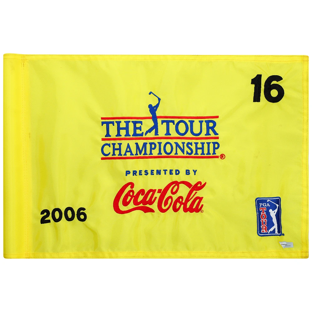 Event-Used #16 Yellow Pin Flag from The Tour Championship on November 2nd to 5th 2006