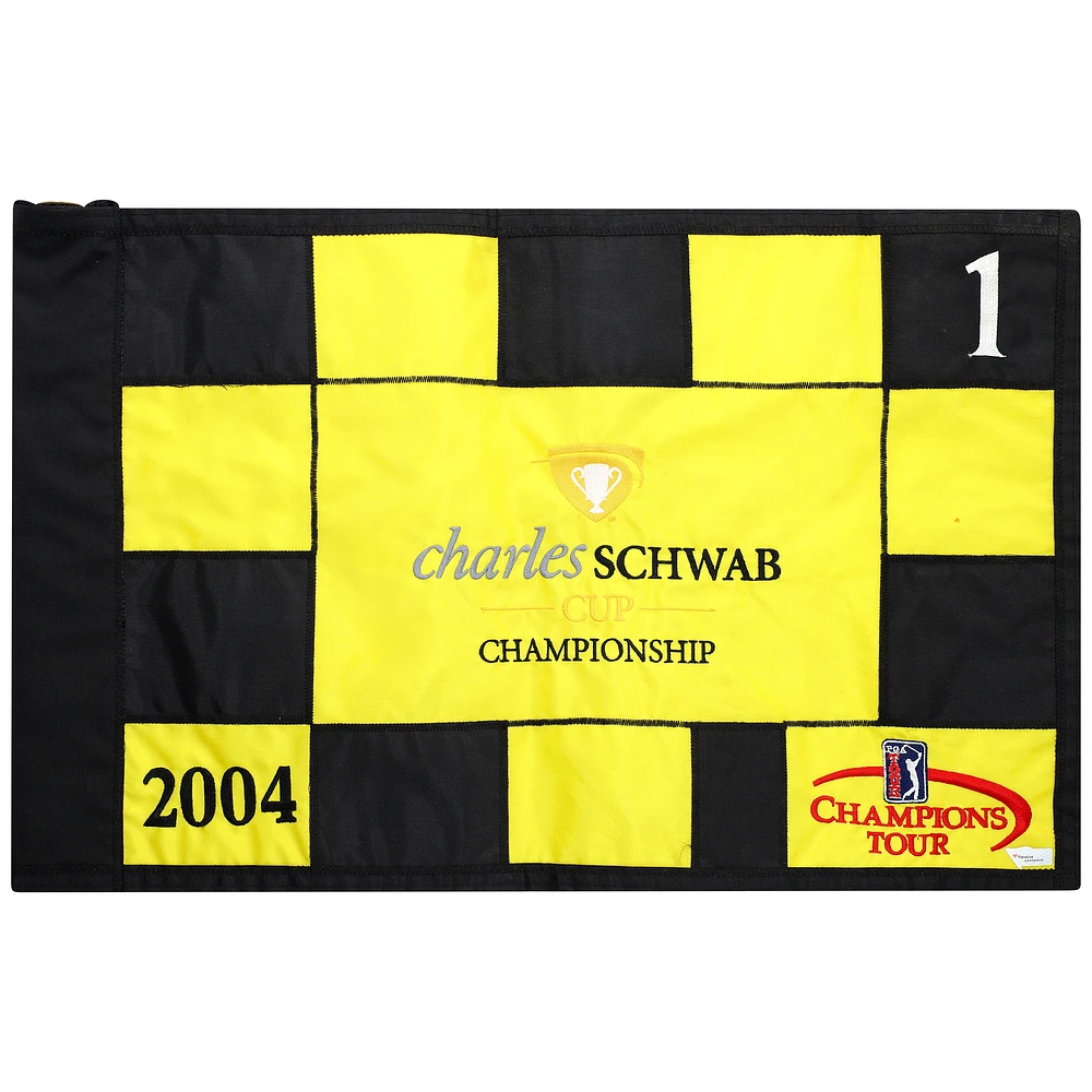 Event-Used #1 Yellow and Black Pin Flag from The Charles Schwab Cup Championship on October 22nd to 24th 2004
