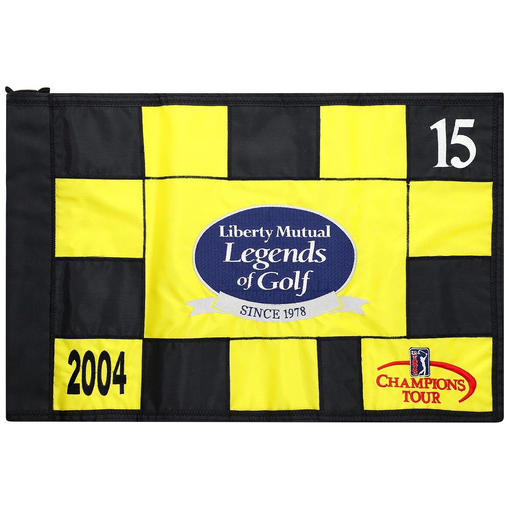 Event-Used #15 Yellow and Black Pin Flag from The Legends of Golf Tournament on April 23rd to 25th 2004