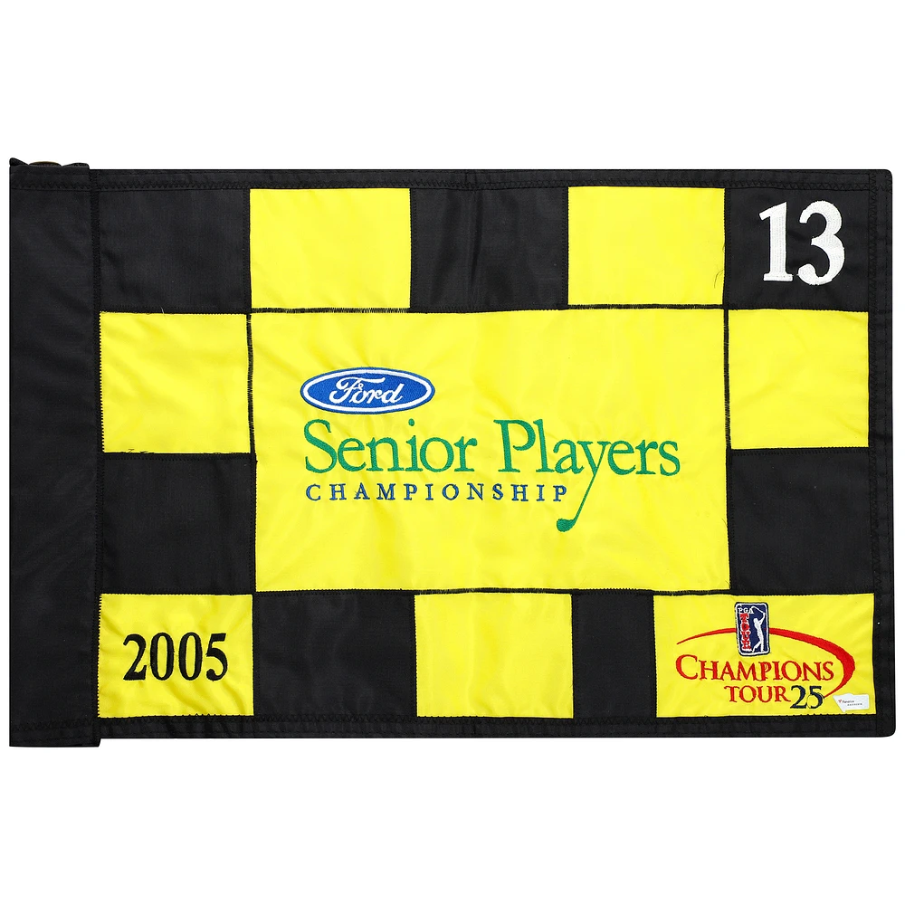 PGA TOUR Event-Used #13 Yellow and Black Pin Flag from SENIOR PLAYERS Championship on July 7th to 10th 2005