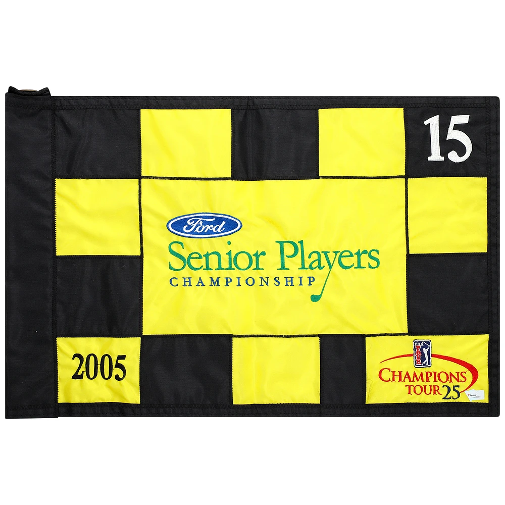 PGA TOUR Event-Used #15 Yellow and Black Pin Flag from SENIOR PLAYERS Championship on July 7th to 10th 2005