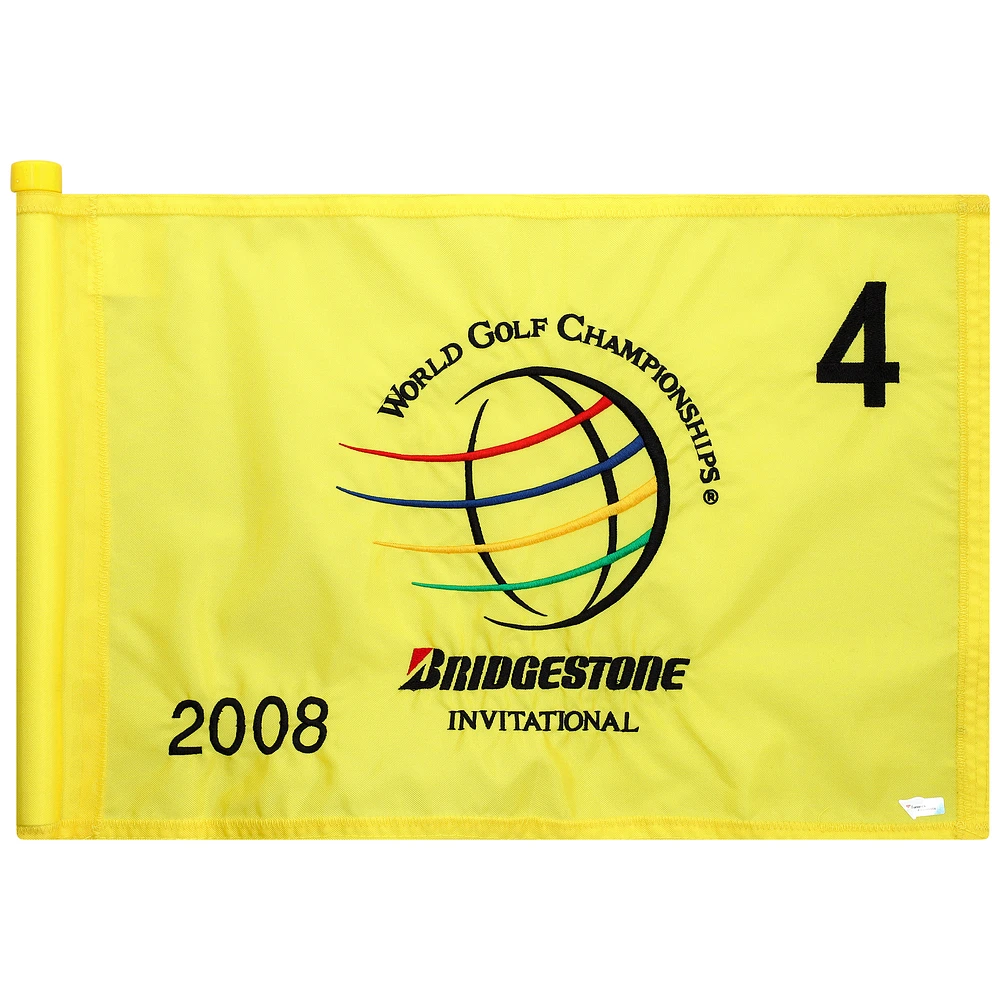 PGA TOUR Event-Used #4 Yellow Pin Flag from The Bridgestone Invitational on July 31st to August 3rd 2008