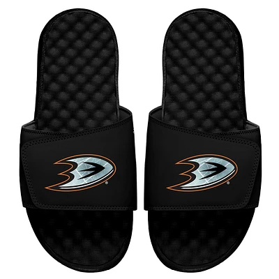 Men's ISlide Black Anaheim Ducks Ice Clipping Mask Slide Sandals
