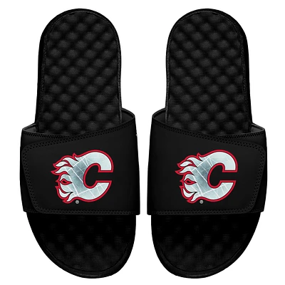 Men's ISlide Black Calgary Flames Ice Clipping Mask Slide Sandals
