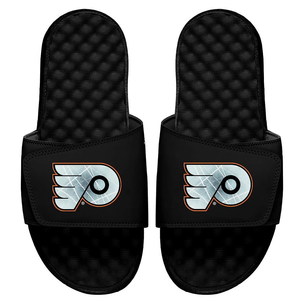 Men's ISlide Black Philadelphia Flyers Ice Clipping Mask Slide Sandals