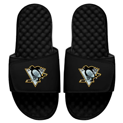 Men's ISlide Black Pittsburgh Penguins Ice Clipping Mask Slide Sandals