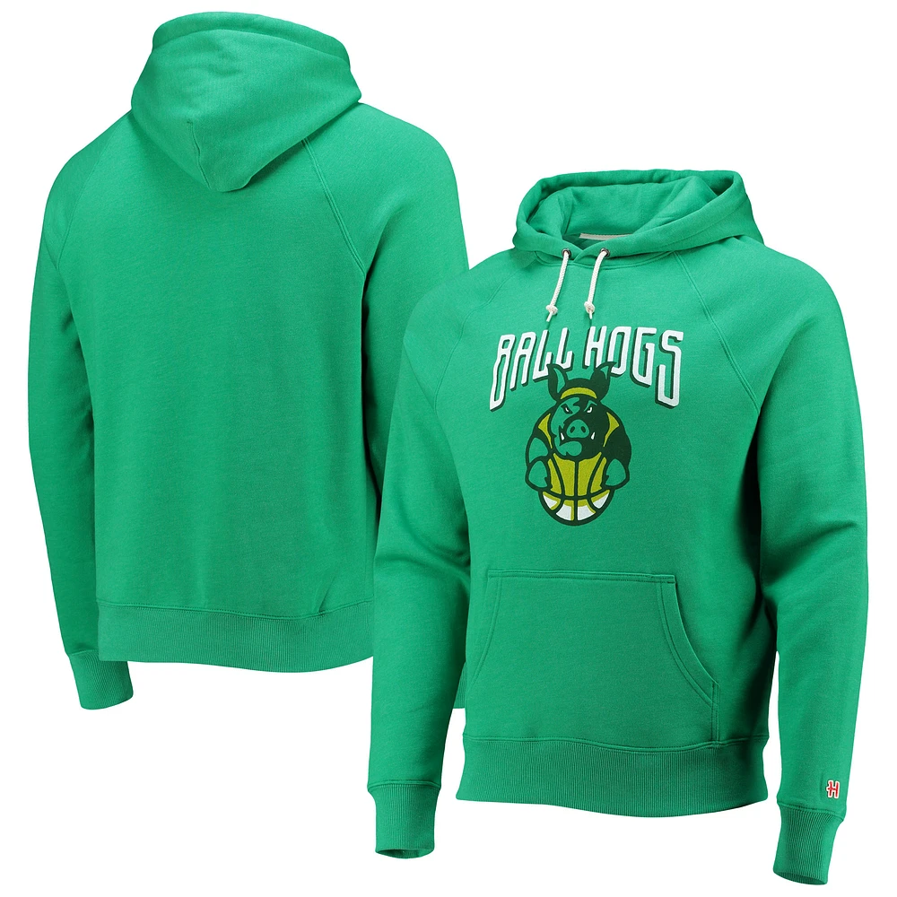 Men's Homage Green Ball Hogs Raglan Tri-Blend Pullover Hoodie