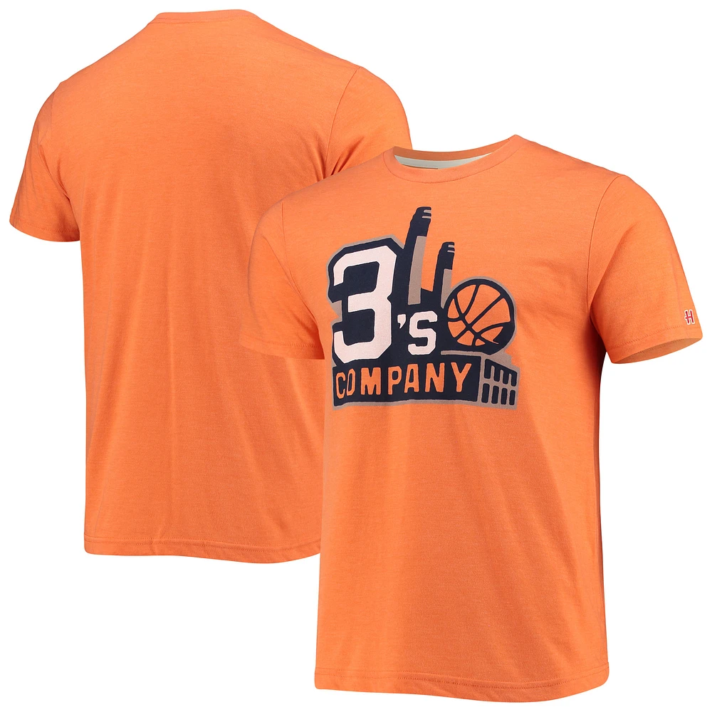 Men's Homage Orange 3's Company Logo Tri-Blend T-Shirt