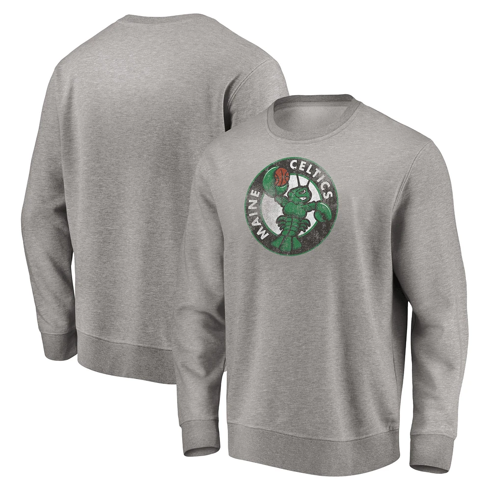 Men's Heathered Gray Maine Celtics Distressed Primary Pullover Sweatshirt