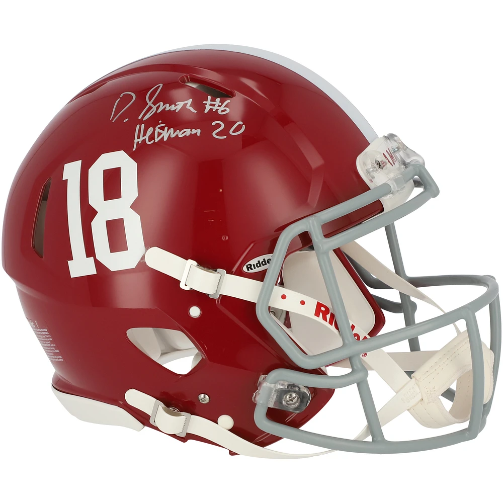 DeVonta Smith Alabama Crimson Tide Autographed Riddell Speed Authentic Helmet with "Heisman 20" Inscription