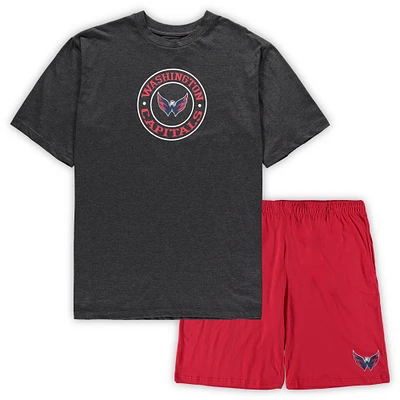Men's Concepts Sport Red/Heathered Charcoal Washington Capitals Big & Tall Top Shorts Sleep Set