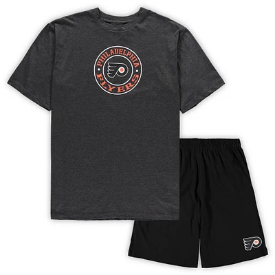 Men's Concepts Sport Black/Heathered Charcoal Philadelphia Flyers Big & Tall Top Shorts Sleep Set