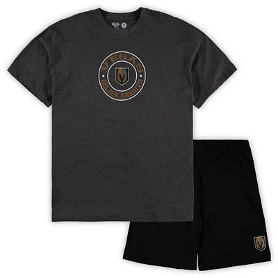 Men's Concepts Sport Black/Heathered Charcoal Vegas Golden Knights Big & Tall Top Shorts Sleep Set