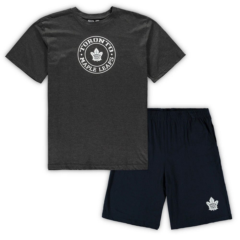 Men's Concepts Sport Navy/Heathered Charcoal Toronto Maple Leafs Big & Tall Top Shorts Sleep Set