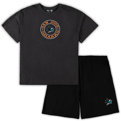 Men's Concepts Sport Black/Heathered Charcoal San Jose Sharks Big & Tall Top Shorts Sleep Set