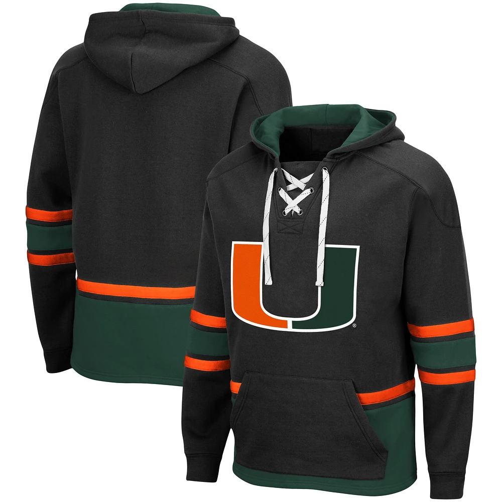 Men's Colosseum Black Miami Hurricanes Lace Up 3.0 Pullover Hoodie