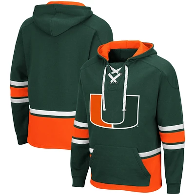 Men's Colosseum Green Miami Hurricanes Lace Up 3.0 Pullover Hoodie