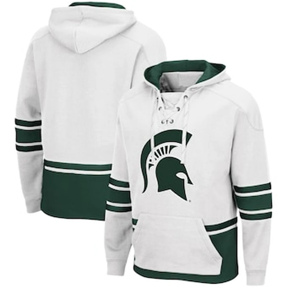 Men's Colosseum White Michigan State Spartans Lace Up 3.0 Pullover Hoodie