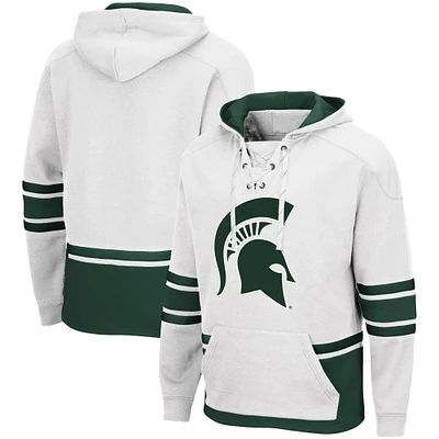 Men's Colosseum White Michigan State Spartans Lace Up 3.0 Pullover Hoodie