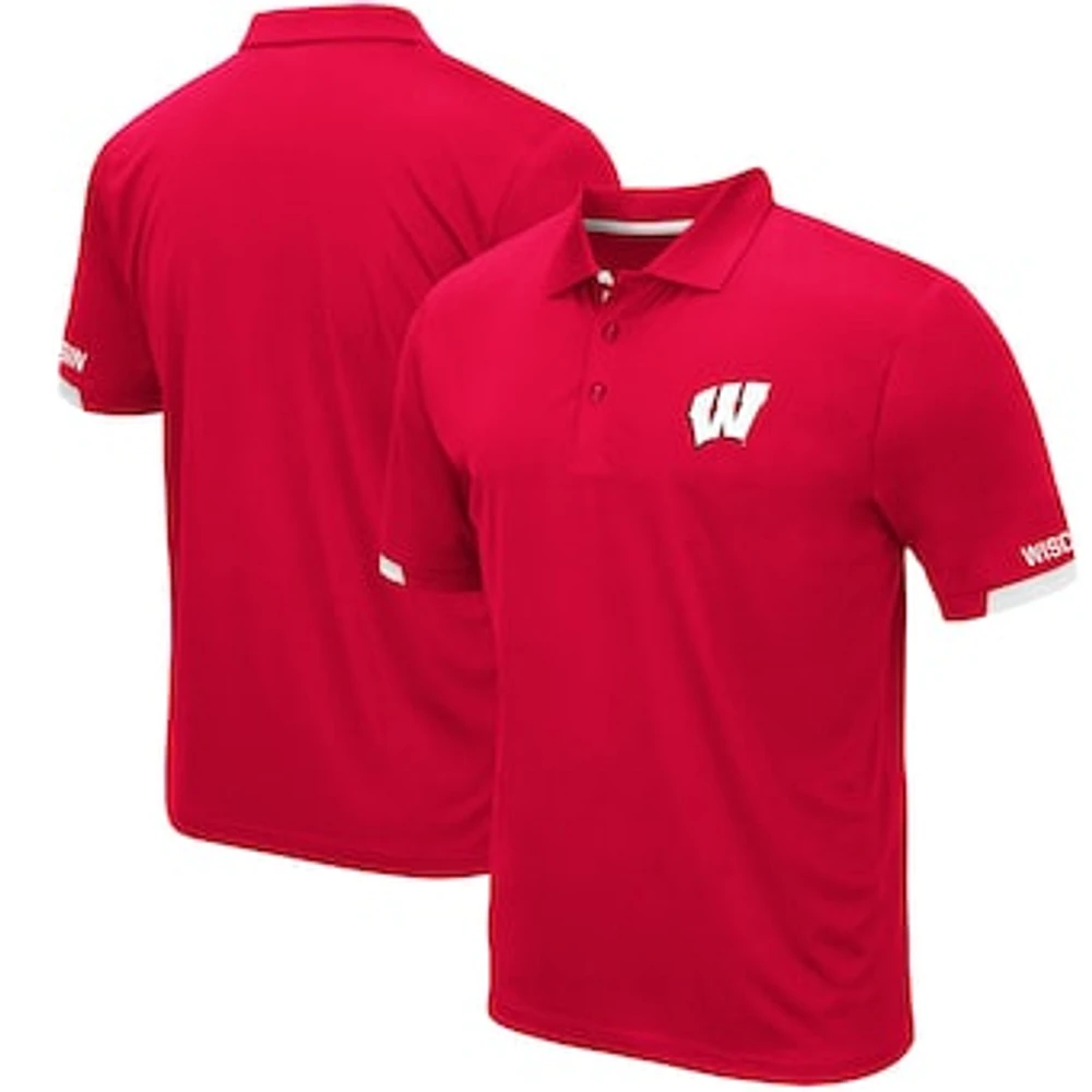 Men's Colosseum Red Wisconsin Badgers Santry Lightweight Polo