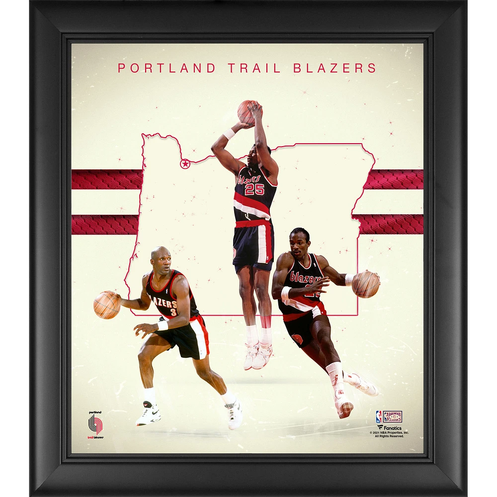 Clyde Drexler Terry Porter & Jerome Kersey Portland Trail Blazers Framed 15" x 17" 1990s Hardwood Classics Franchise Foundations Collage