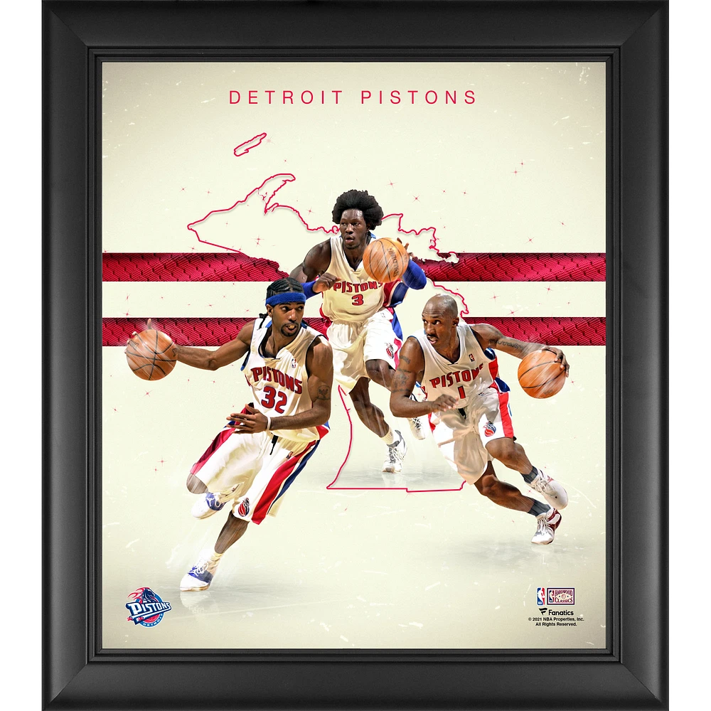 Chauncey Billups Ben Wallace & Richard Hamilton Detroit Pistons Framed 15" x 17" 2000s Hardwood Classics Franchise Foundations Collage