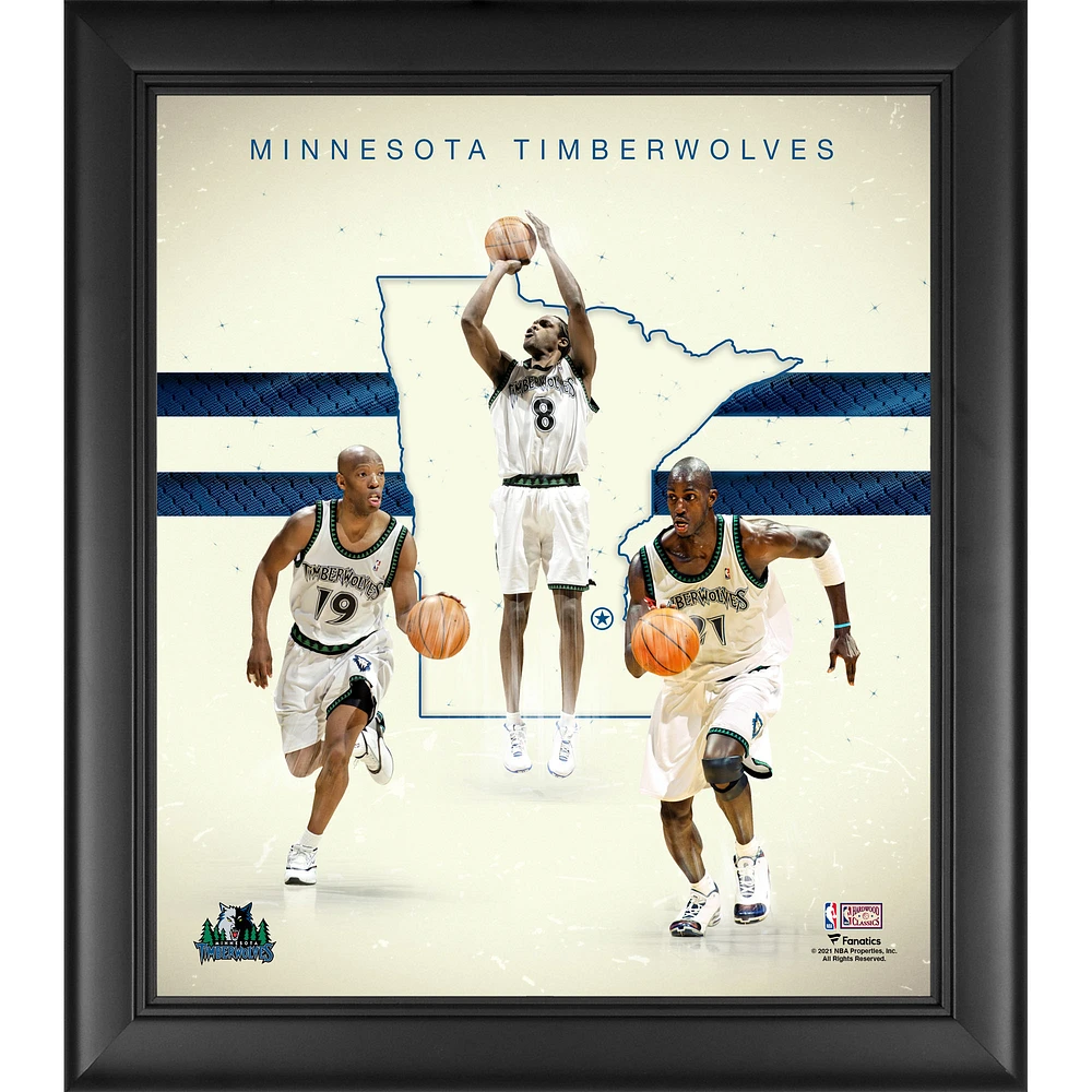 Kevin Garnett Sam Cassell & Latrell Sprewell Minnesota Timberwolves Framed 15" x 17" 2000s Hardwood Classics Franchise Foundations Collage