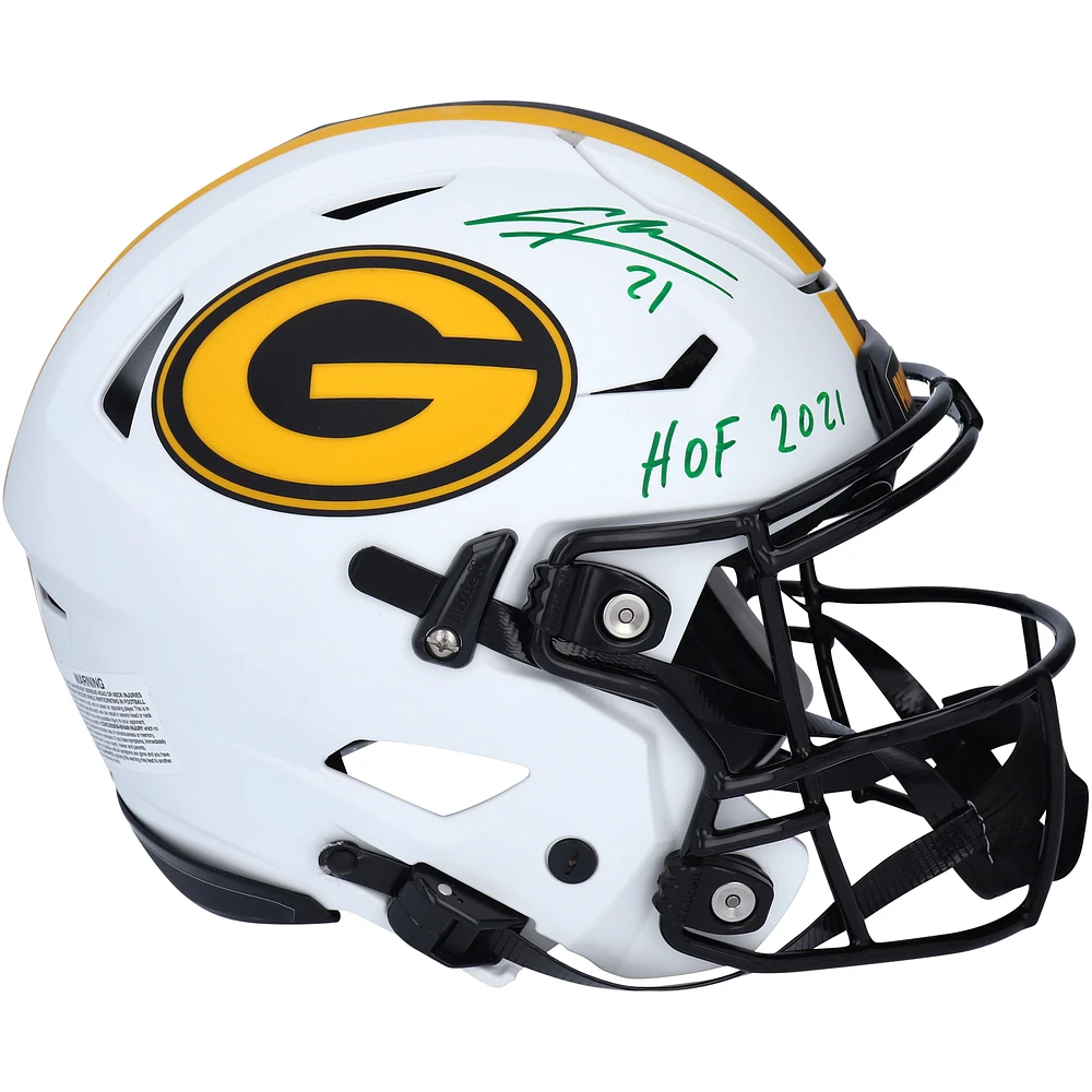 Charles Woodson Green Bay Packers Autographed Riddell Lunar Eclipse Alternate Speed Flex Authentic Helmet with "HOF 2021" Inscription