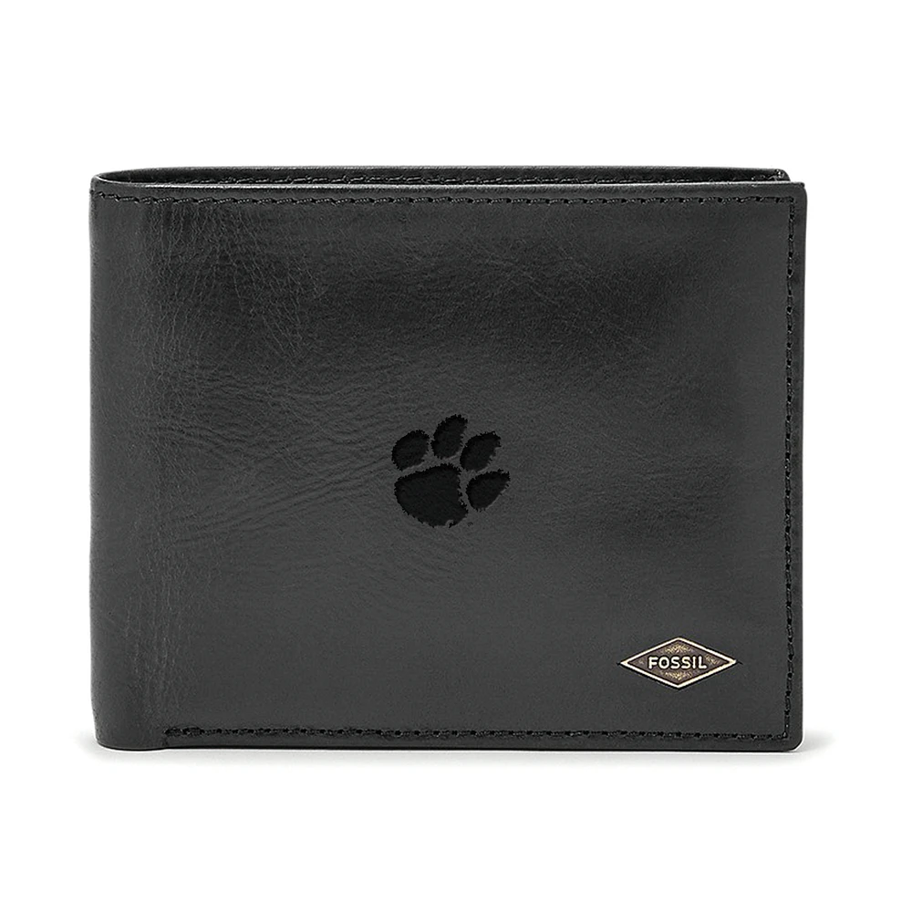 Men's Fossil Black Clemson Tigers Ryan RFID Passcase