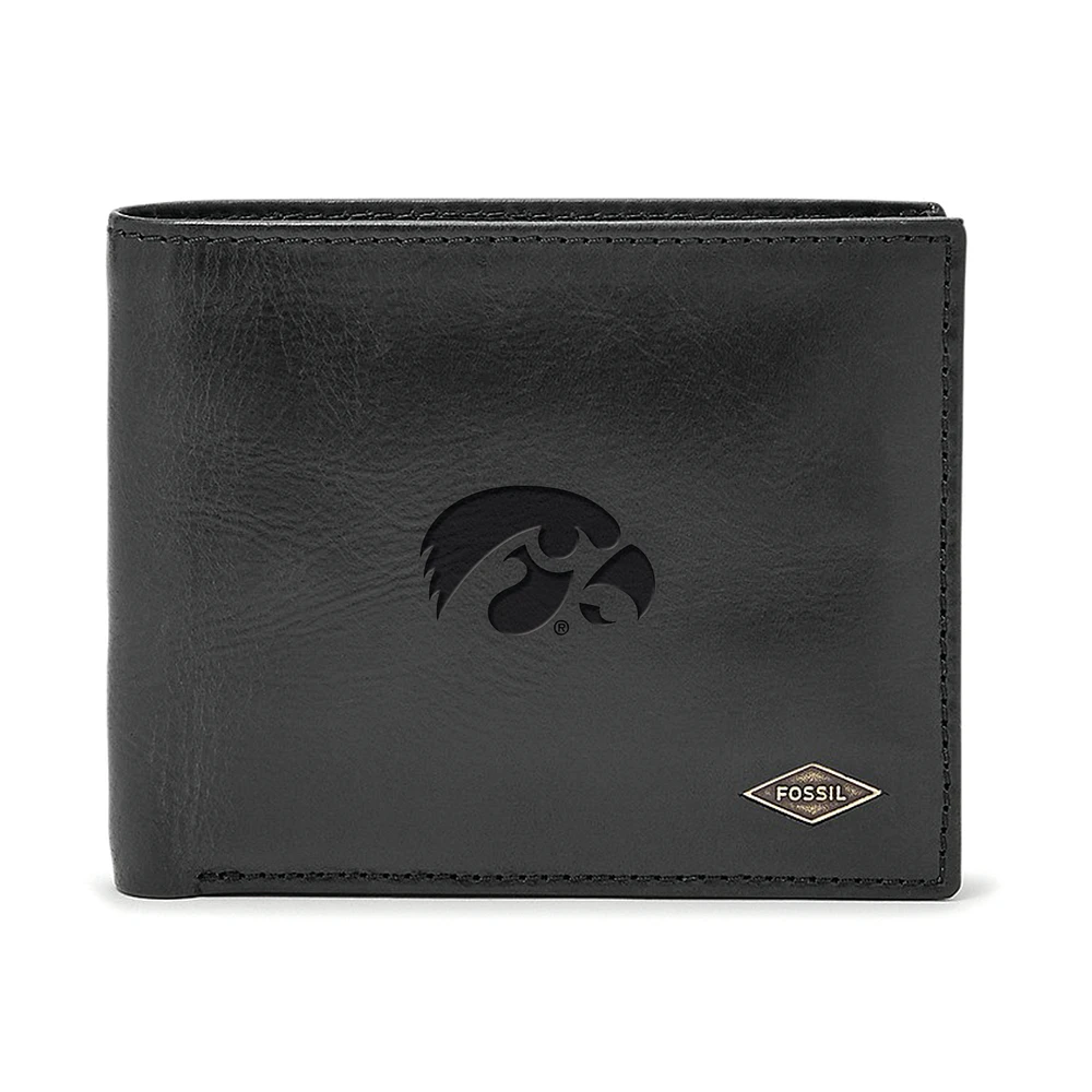 Men's Fossil Black Iowa Hawkeyes Ryan RFID Passcase