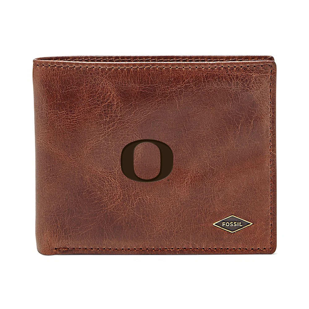 Men's Fossil Brown Oregon Ducks Ryan RFID Flip ID Bi-Fold Wallet