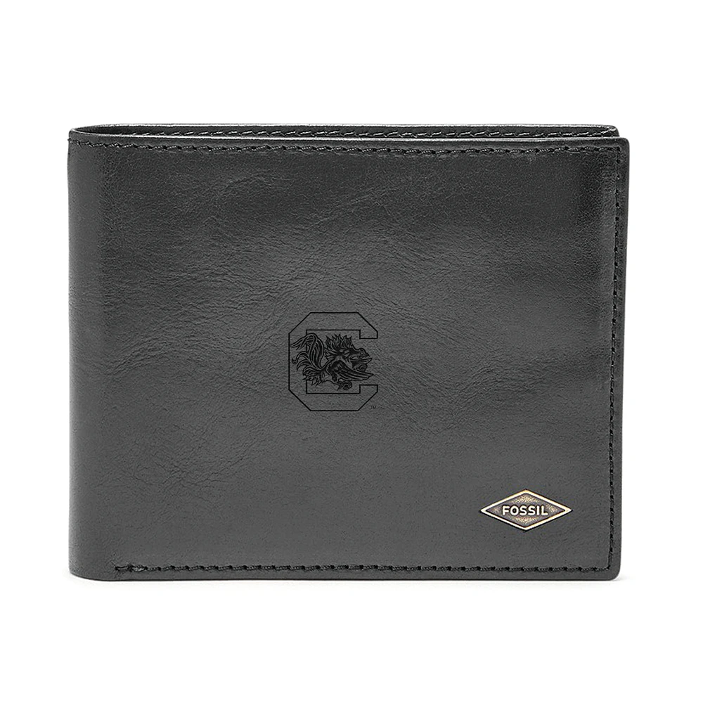 Men's Fossil Black South Carolina Gamecocks Ryan RFID Flip ID Bi-Fold Wallet