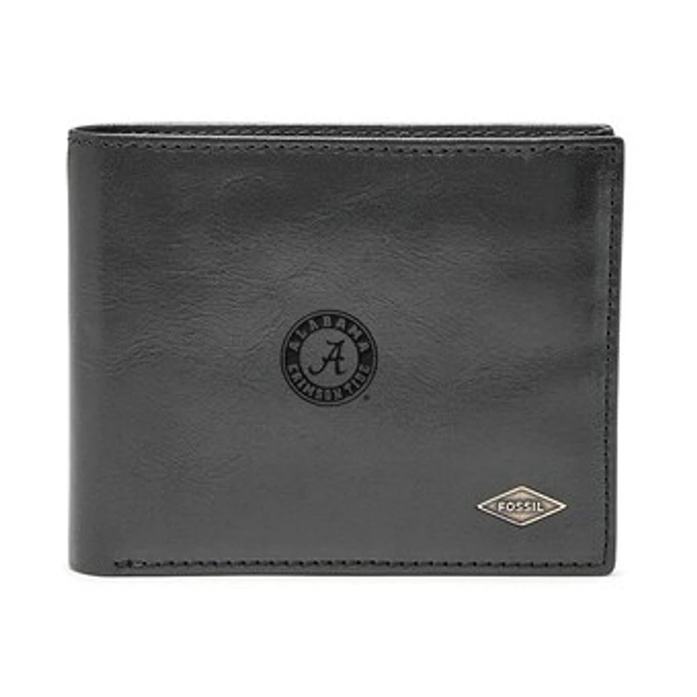 Men's Fossil Black Alabama Crimson Tide Ryan RFID Flip ID Bi-Fold Wallet