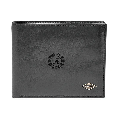 Men's Fossil Black Alabama Crimson Tide Ryan RFID Flip ID Bi-Fold Wallet