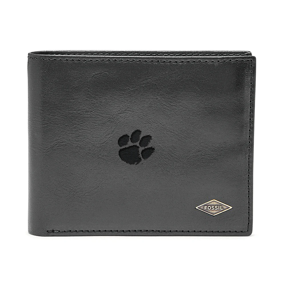 Men's Fossil Black Clemson Tigers Ryan RFID Flip ID Bi-Fold Wallet