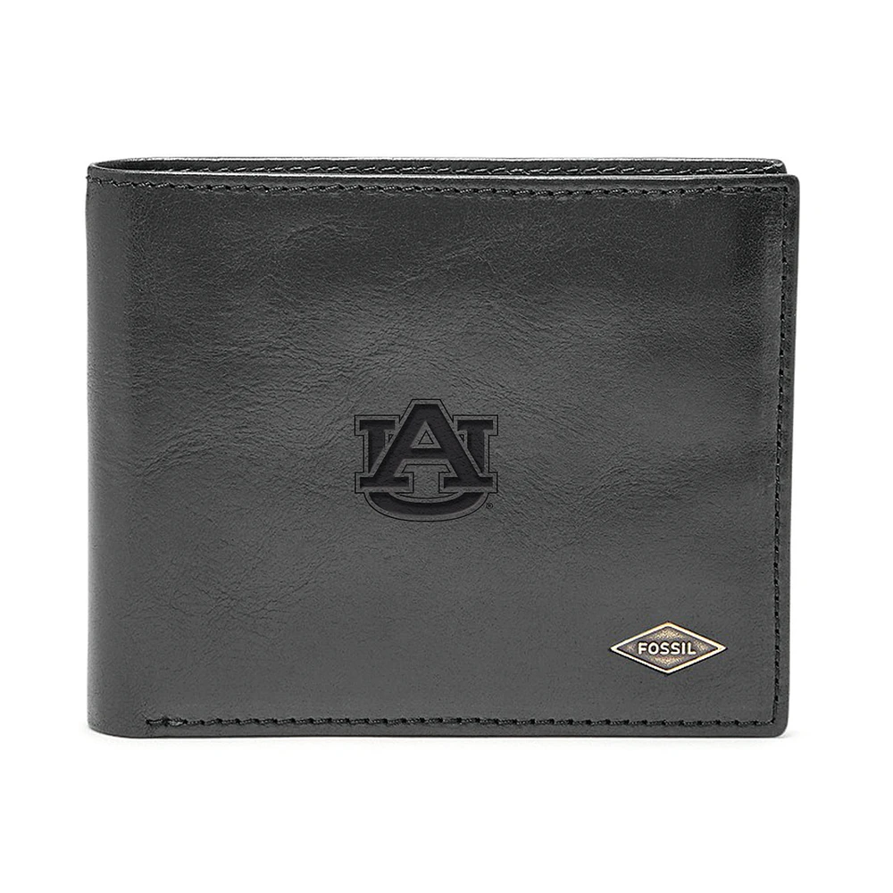 Men's Fossil Black Auburn Tigers Ryan RFID Flip ID Bi-Fold Wallet