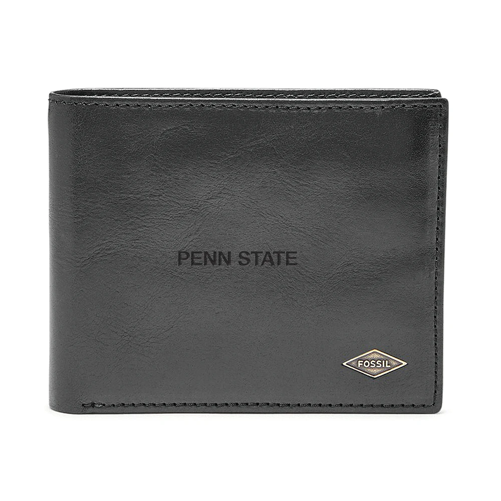 Men's Fossil Black Penn State Nittany Lions Ryan RFID Flip ID Bi-Fold Wallet