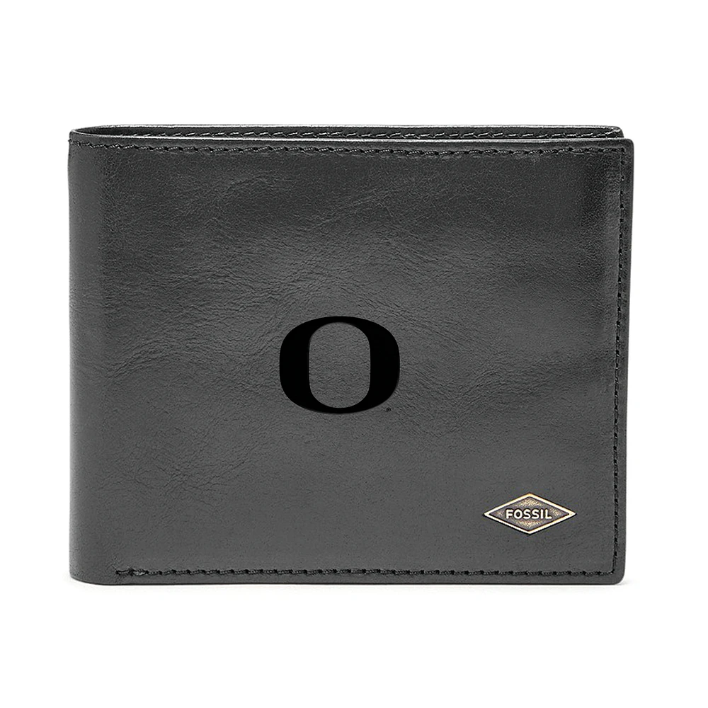 Men's Fossil Black Oregon Ducks Ryan RFID Flip ID Bi-Fold Wallet