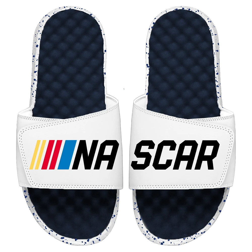 Youth ISlide White/Navy NASCAR Logo Americana Slide Sandals