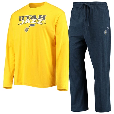Men's Concepts Sport Navy/Gold Utah Jazz Long Sleeve Top & Pants Sleep Set