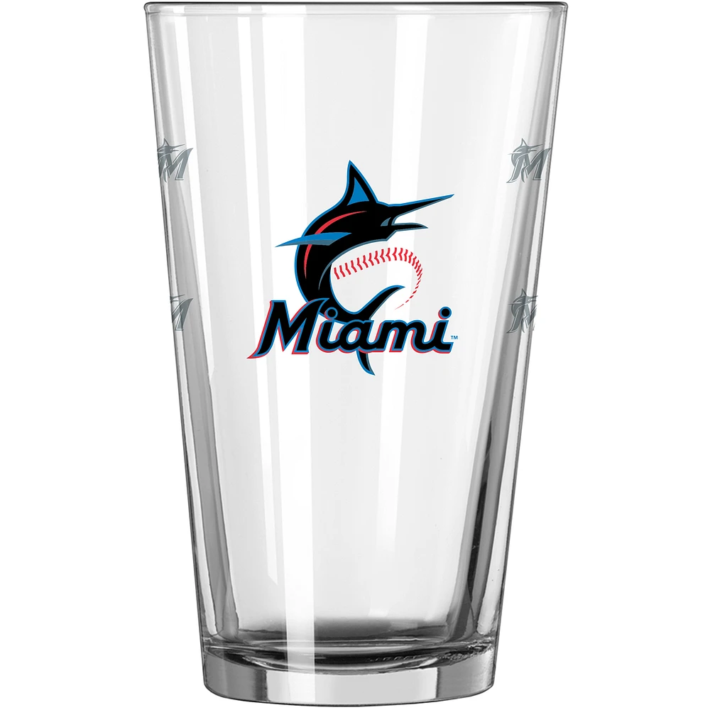 Miami Marlins 16oz. Allover Logo Pint Glass