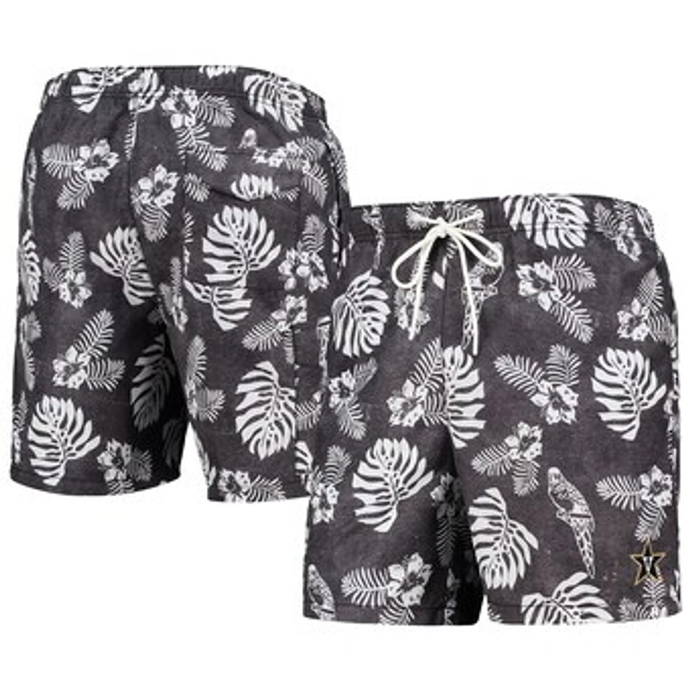 Men's Tommy Bahama Black Vanderbilt Commodores Naples Parrot in Paradise Swim Shorts